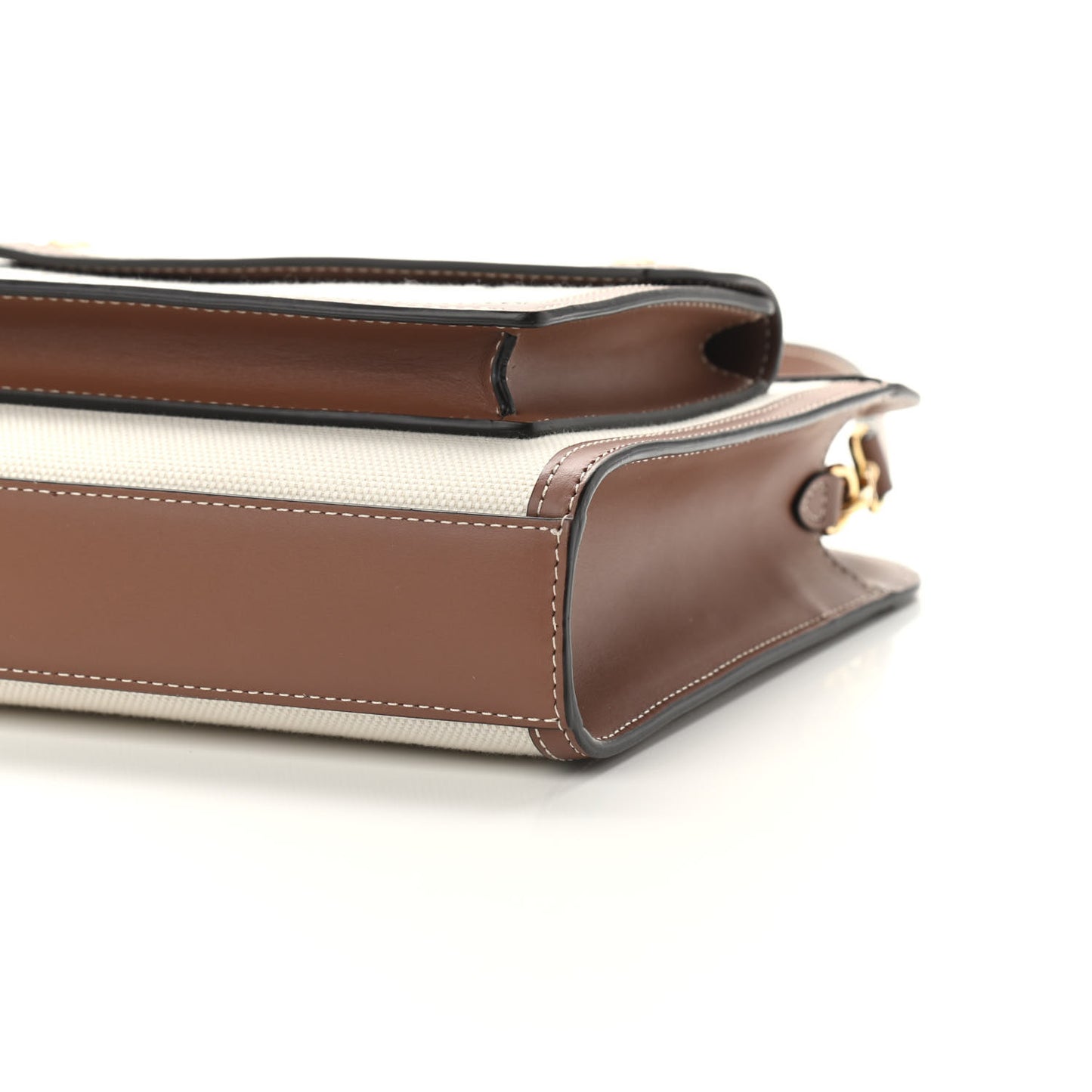 Canvas Smooth Calfskin Two Tone Mini Pocket Bag Natural Malt Brown