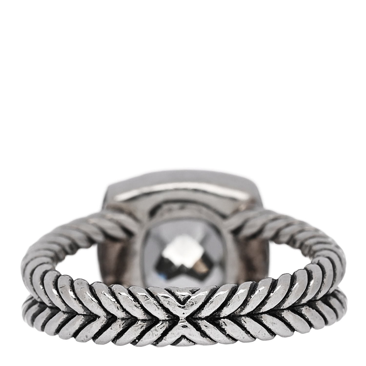 David Yurman Sterling Silver Diamond Prasiolite 7mm Petite Albion Ring 52 6 4 of 5