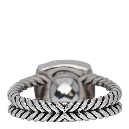 David Yurman Sterling Silver Diamond Prasiolite 7mm Petite Albion Ring 52 6 4 of 5