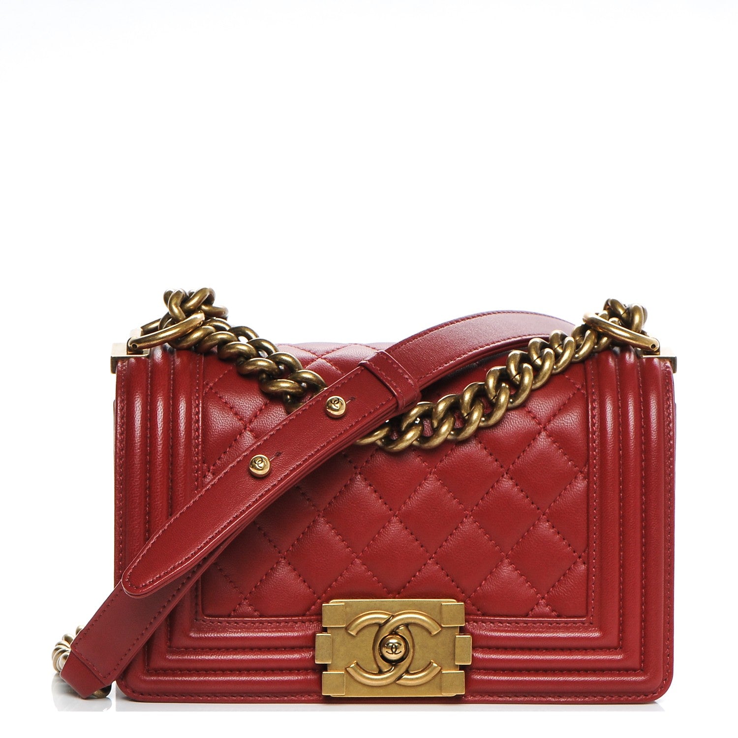 Chanel Lambskin Quilted Small Boy Flap Dark Red 1 of 7