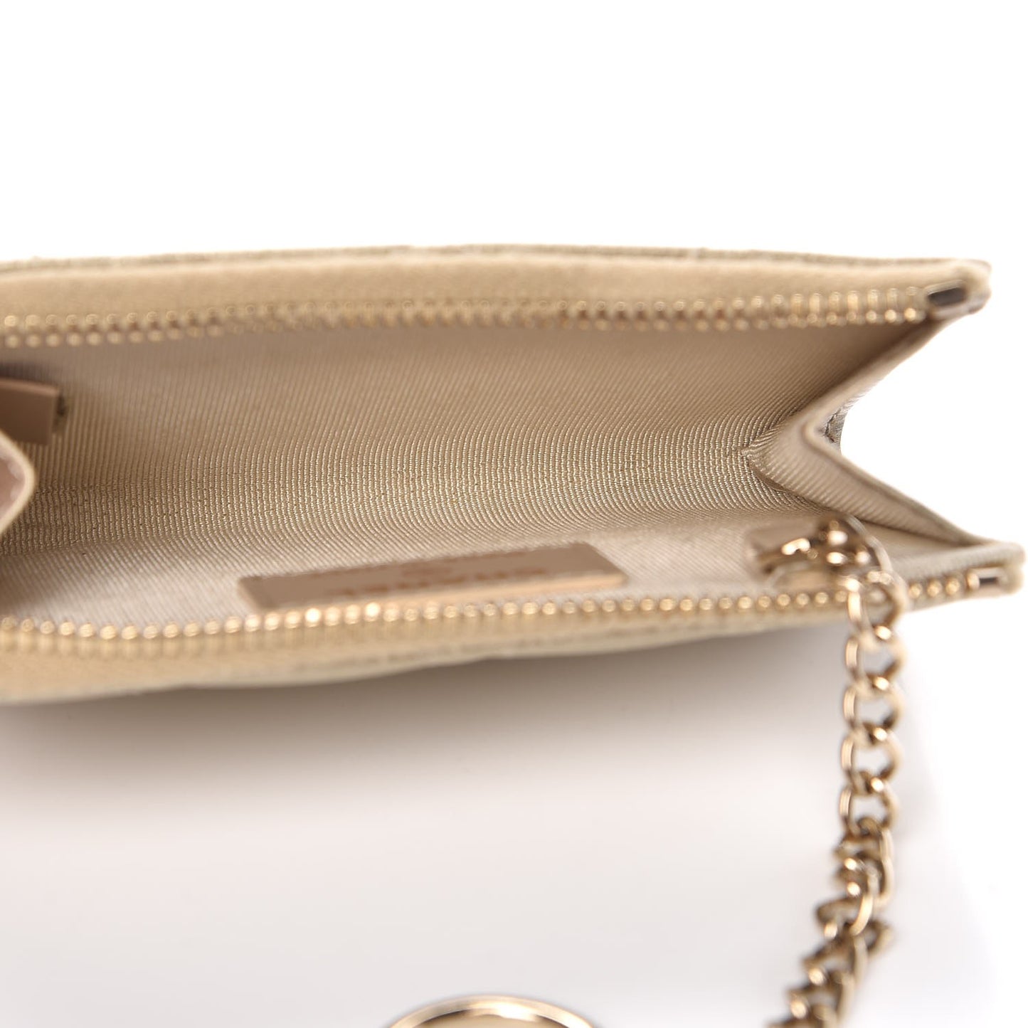 Metallic Caviar Quilted Key Holder Case Light Gold