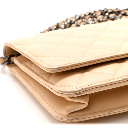 Chanel Lambskin Quilted Wallet On Chain WOC Beige 10 of 12