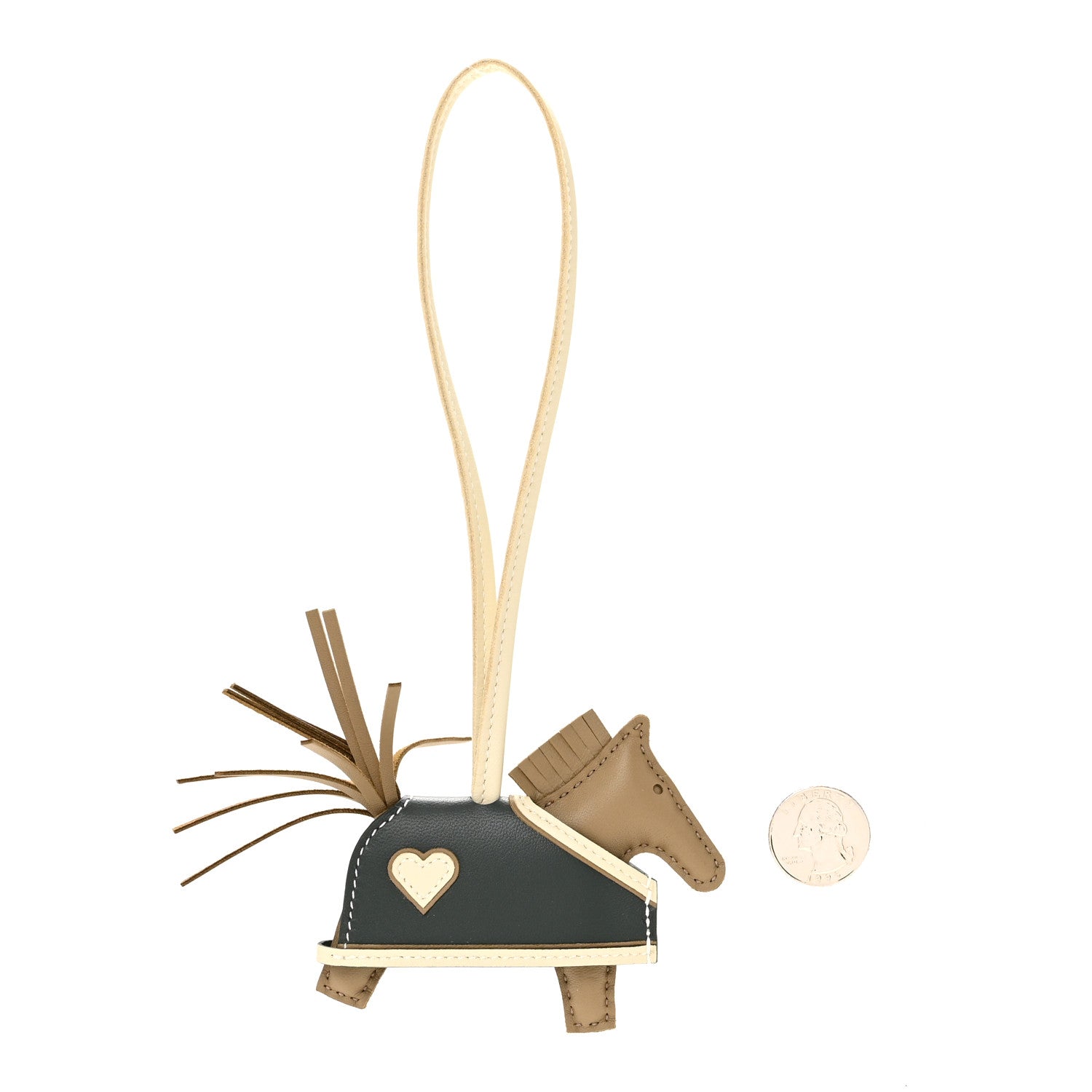Hermes Milo Lambskin Grigri Rodeo Robeo Coeur Bag Charm PM Beige Marfa Craie Vert Mangrove 2 of 4
