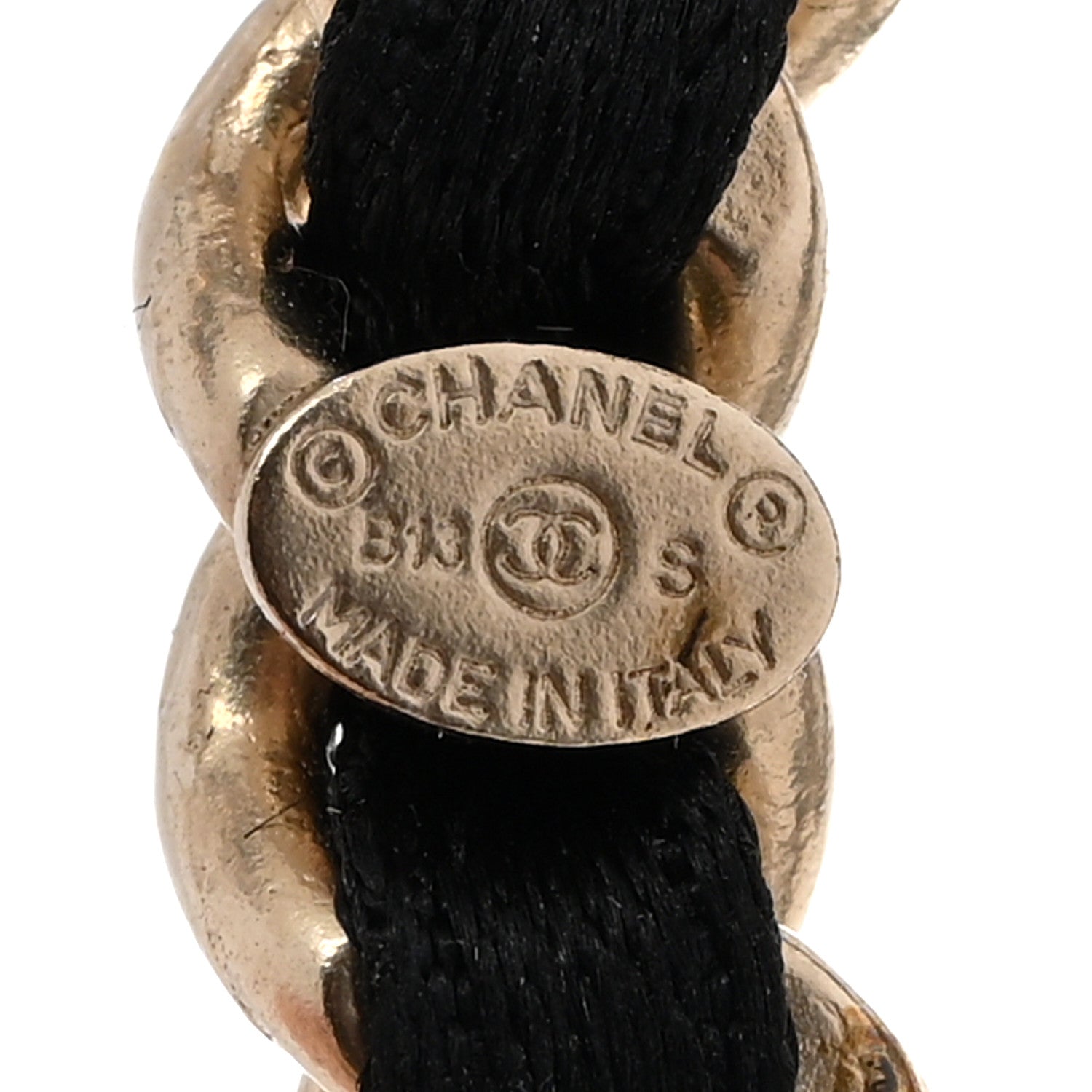 Chanel Satin CC Chain Earrings Light Gold Black 4 of 6