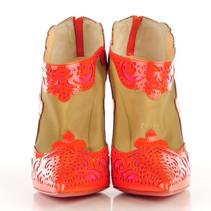 Christian Louboutin Patent Mesh Lasercut Mandolina 120 Booties 38.5 Red 2 of 7