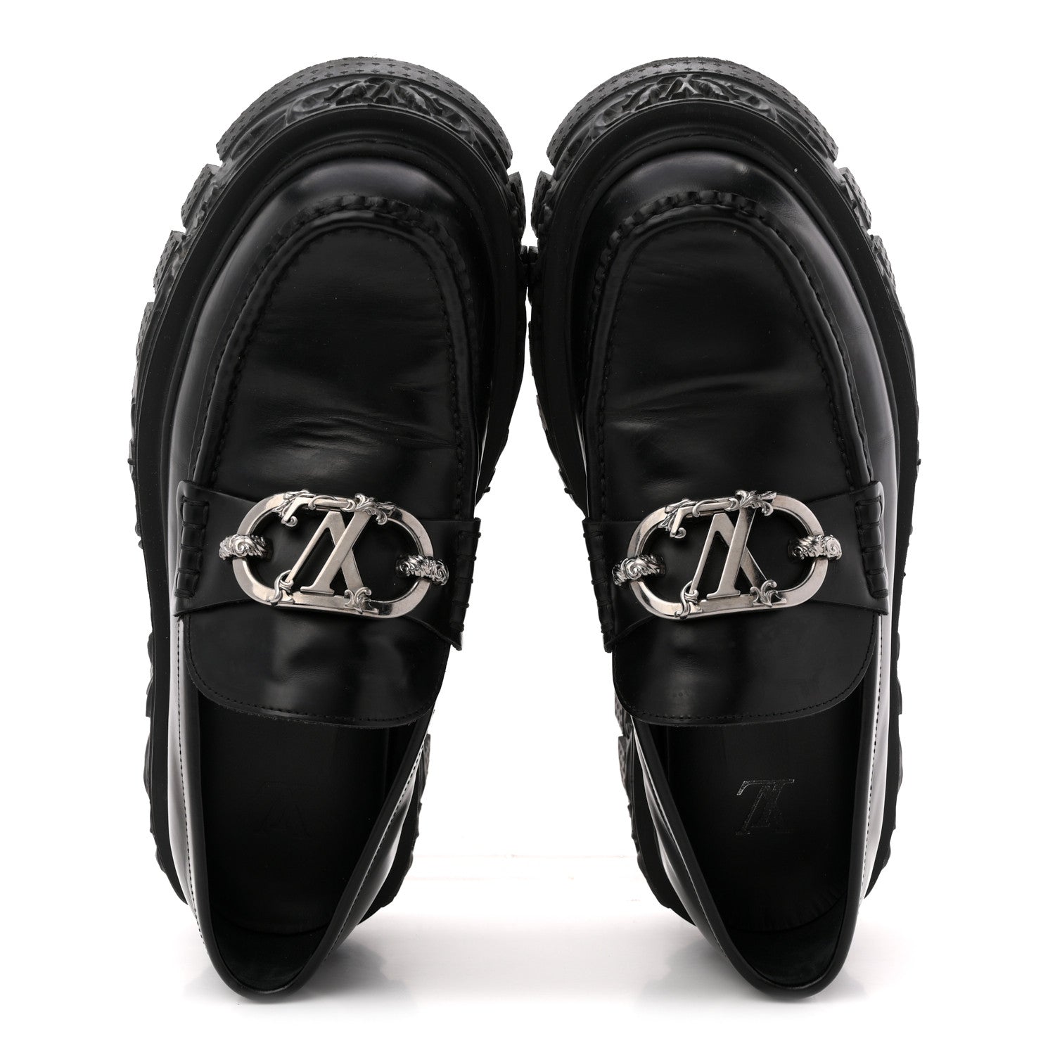 Louis Vuitton Calfskin Baroque Mens LV Loafers 8 Black 1839216