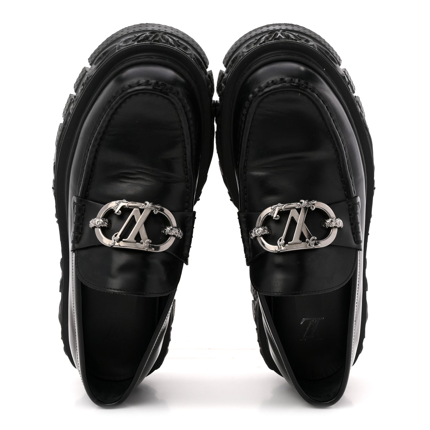 Calfskin Baroque Mens LV Loafers 8 Black