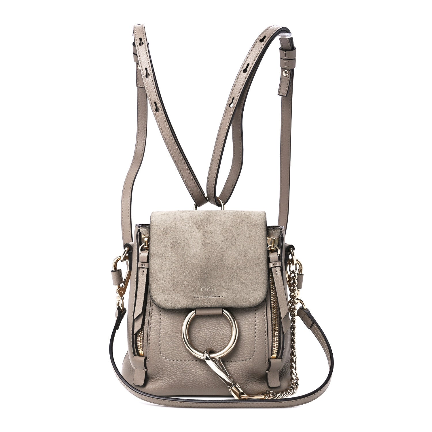 Chloe Suede Calfskin Mini Faye Backpack Motty Grey 1 of 16