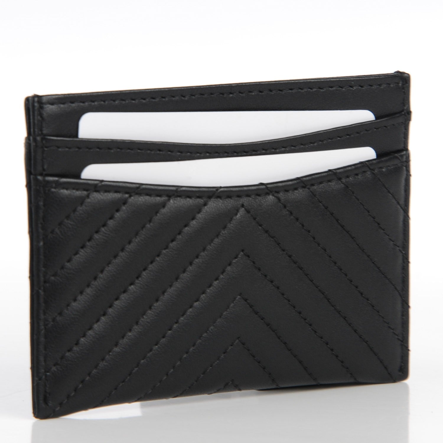 Chanel Lambskin Chevron Card Holder Black 3 of 8