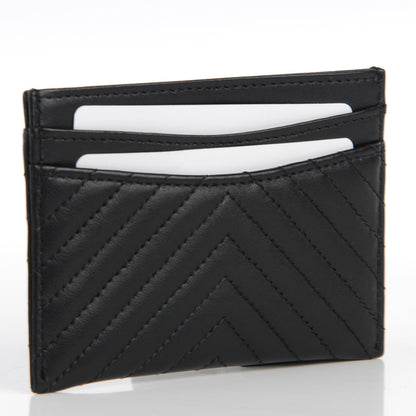 Chanel Lambskin Chevron Card Holder Black 3 of 8