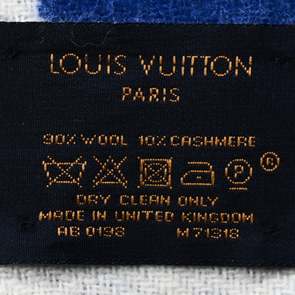 Louis Vuitton Wool Cashmere Louis City Scarf Blue White 3 of 3