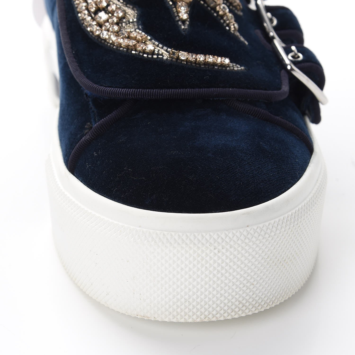 Alexander McQueen Velvet Crystal Moon Embellished Stars Buckles Platform Sneakers 40 Blue 15 of 17