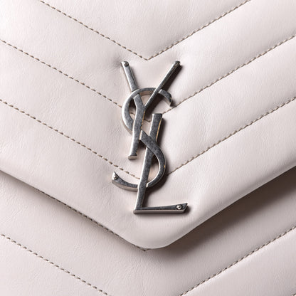 Saint Laurent Calfskin Y Quilted Monogram Medium Loulou Chain Satchel White 6 of 6