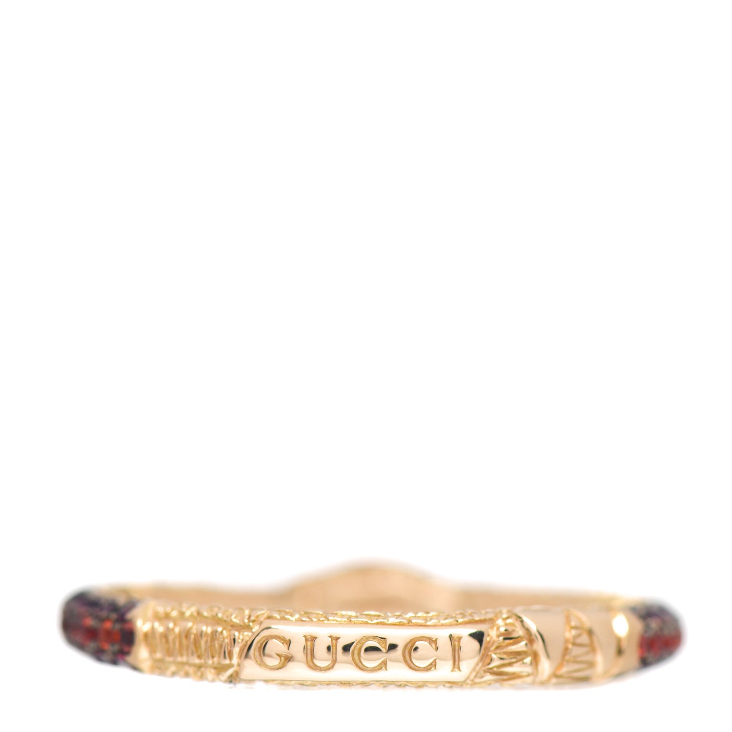 Gucci 18K Yellow Gold Black Diamond Topaz Sapphire Ouroboros Snake Ring 54 6.75 4 of 5