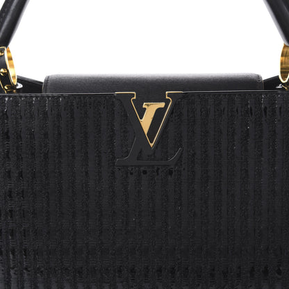 Louis Vuitton Tweed Calfskin Capucines MM Black 6 of 10