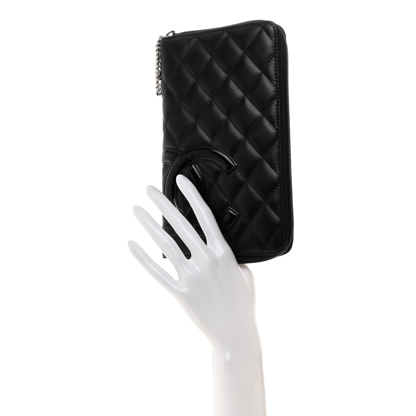 Calfskin Cambon Zip Around Organizer Wallet Black