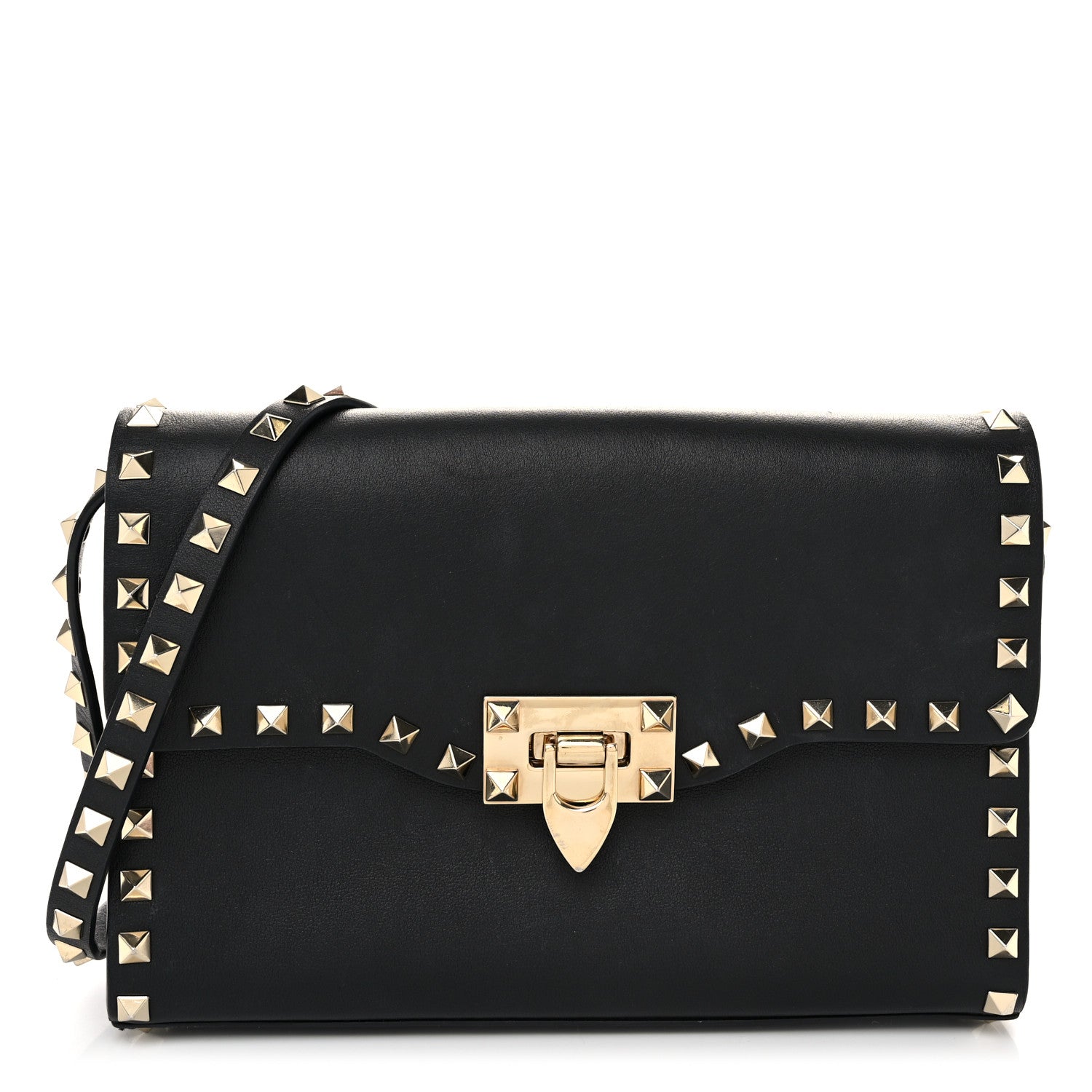 Valentino Garavani Vitello Medium Rockstud Flip Lock Crossbody Bag Black 1 of 9