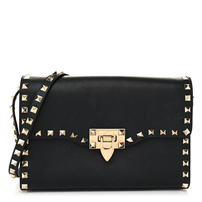 Valentino Garavani Vitello Medium Rockstud Flip Lock Crossbody Bag Black 1 of 9