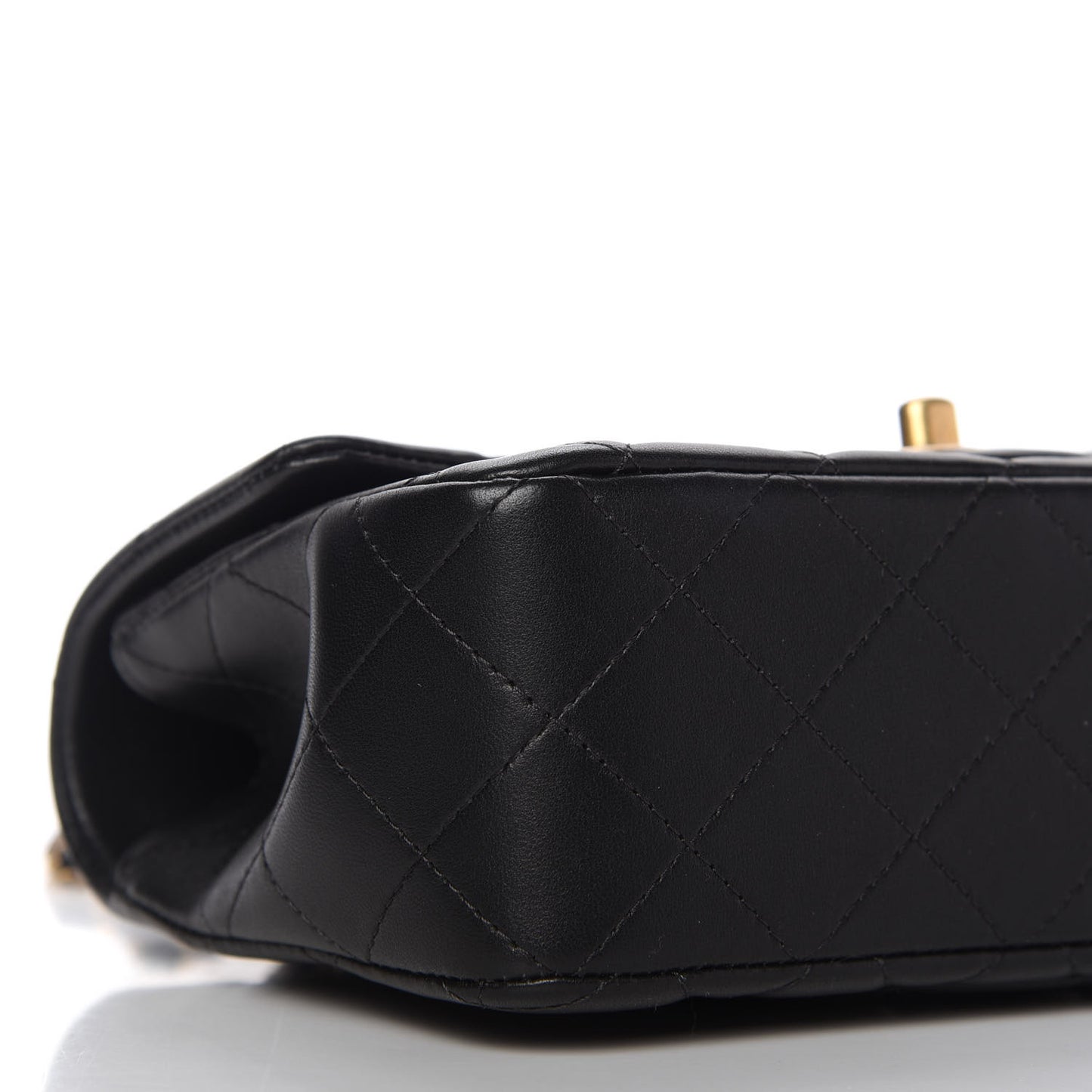 Lambskin Quilted Mini Top Handle Rectangular Flap Black