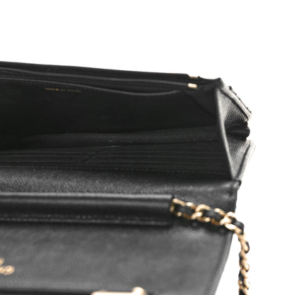 Chanel Shiny Caviar Quilted Enamel CC Wallet On Chain WOC Black 5 of 9
