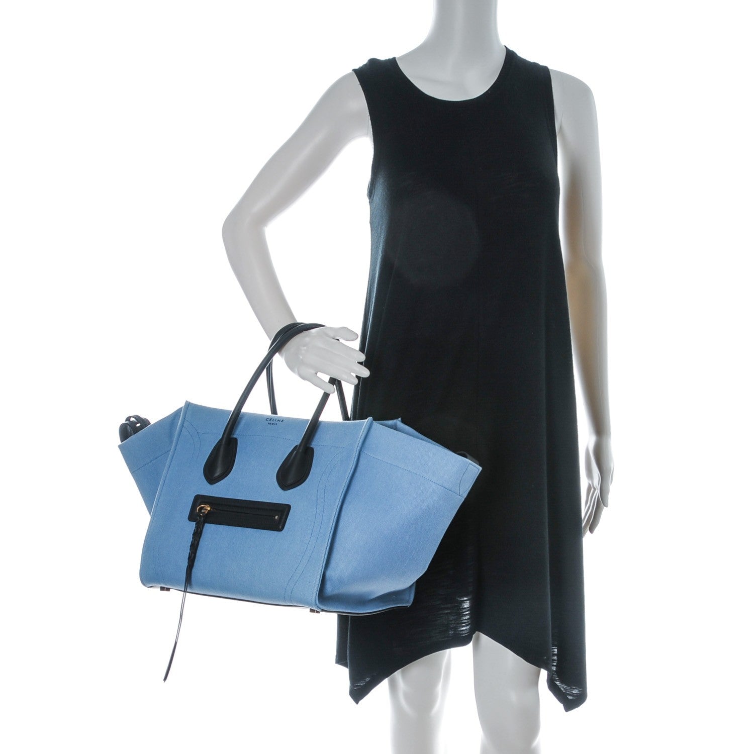 Celine Cotton Canvas Medium Phantom Luggage Blue 2 of 9