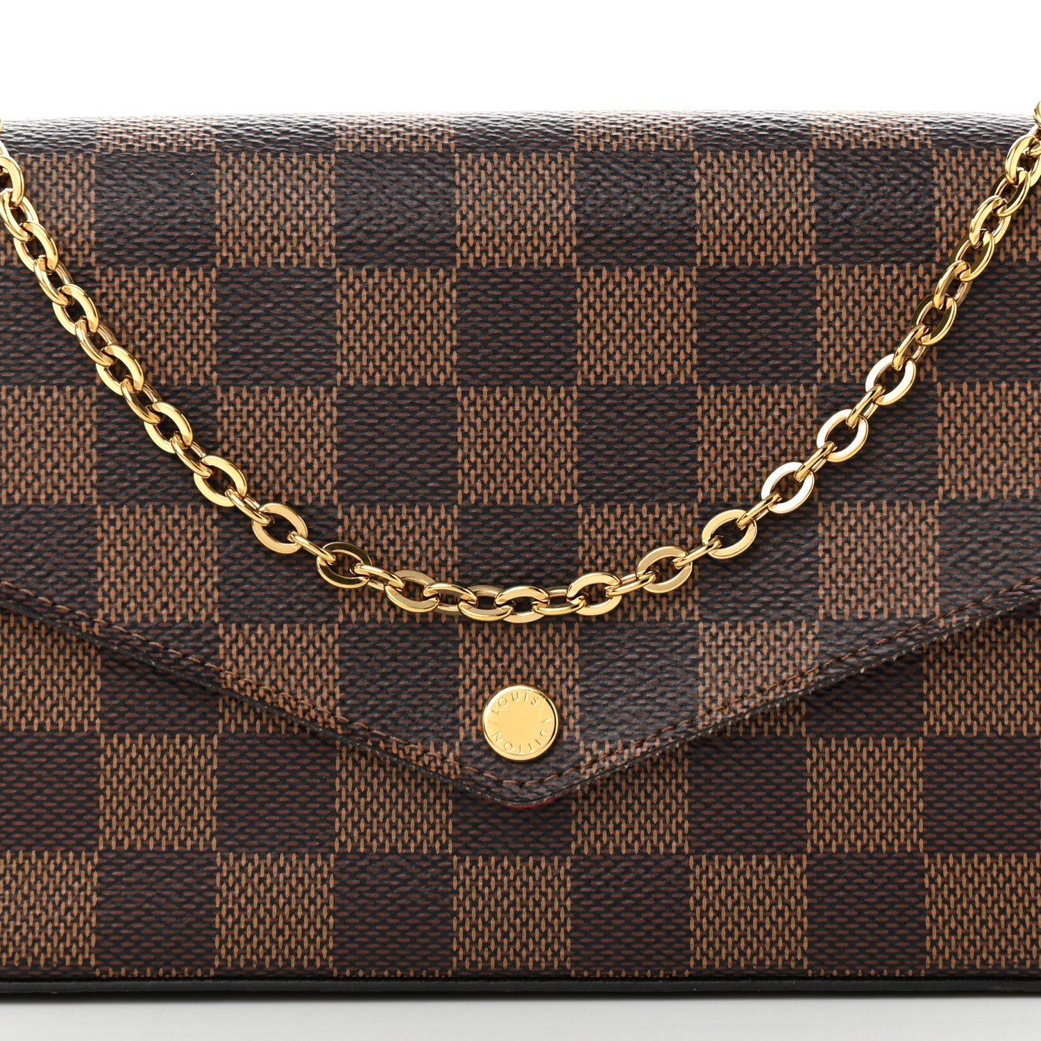 Louis Vuitton Damier Ebene Pochette Felicie Chain Wallet 8 of 10