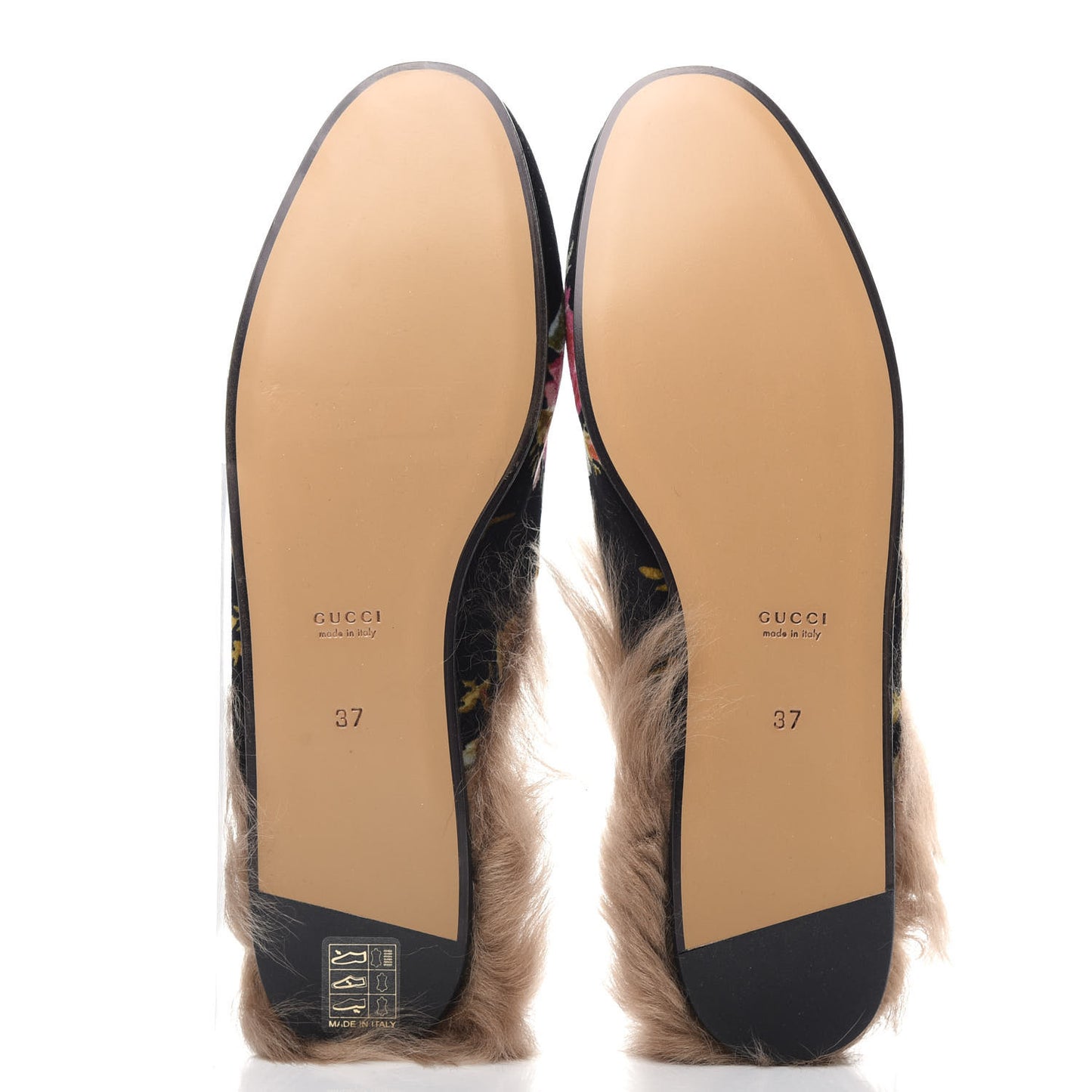 Velvet Fur Floral Womens Princetown Slippers 37 Black