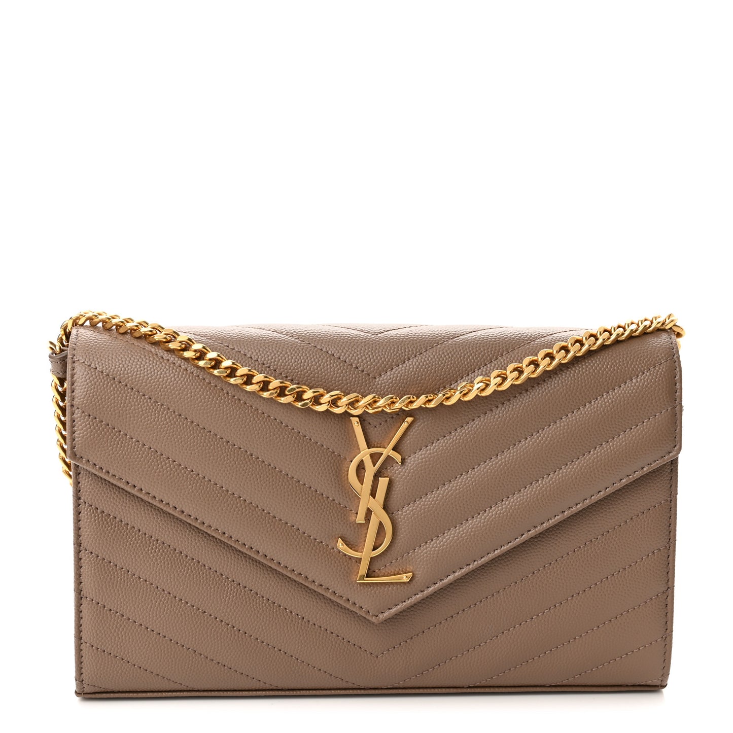 Grain De Poudre Matelasse Chevron Monogram Chain Wallet Fard
