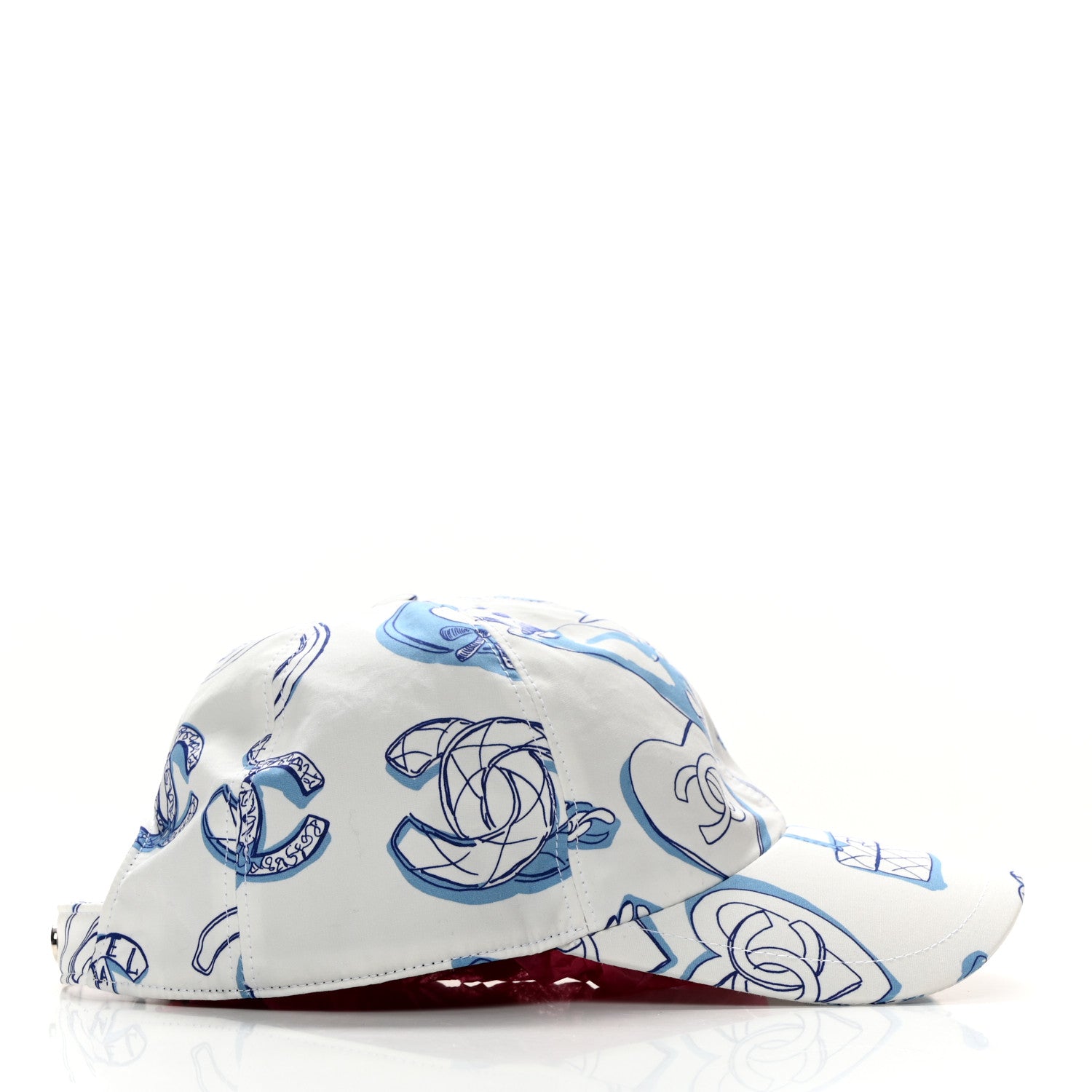 Chanel Cotton CC Print Cap Hat White Blue 5 of 8