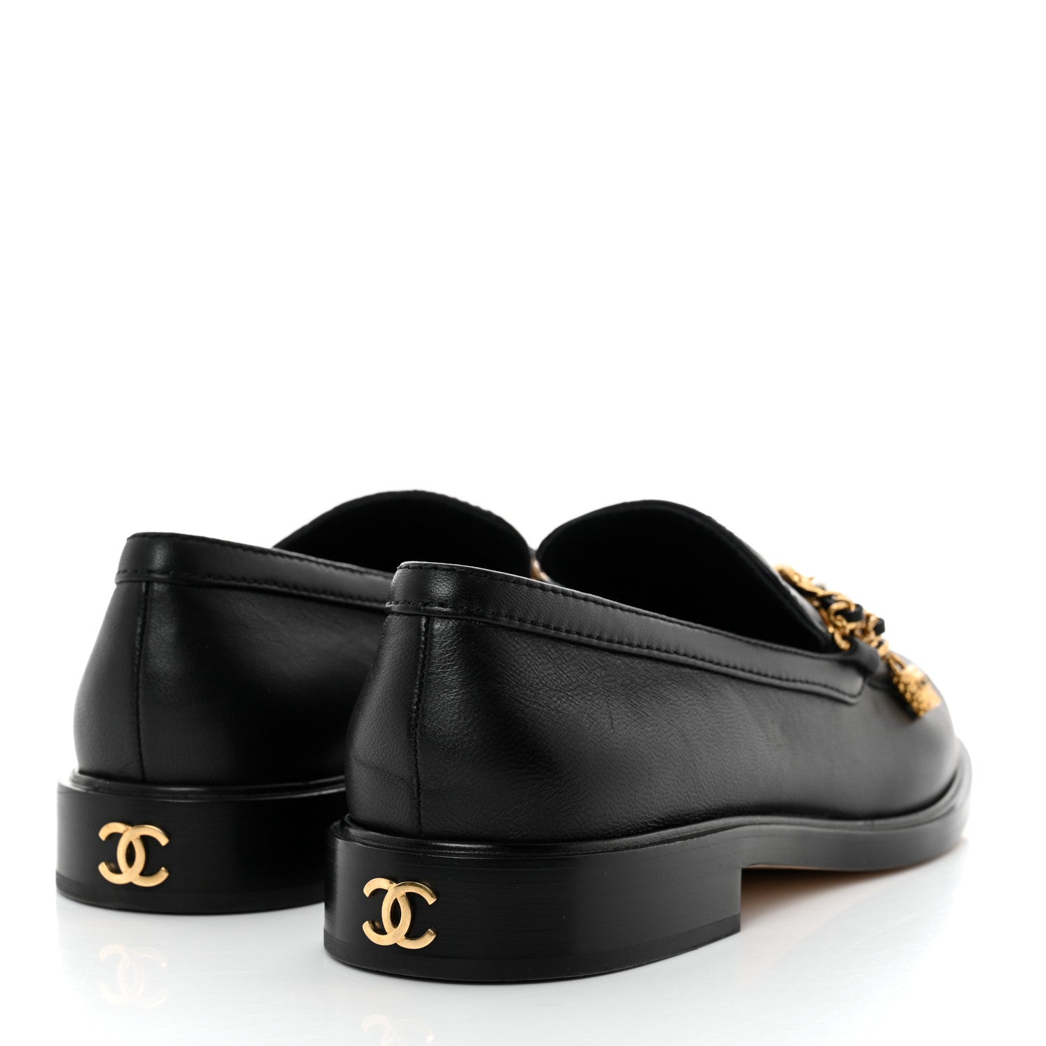 Chanel Lambskin Pearl Crystal Quilted CC Logo Jewelry Loafers 39.5 Black 4 of 9