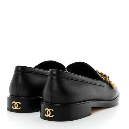 Chanel Lambskin Pearl Crystal Quilted CC Logo Jewelry Loafers 39.5 Black 4 of 9