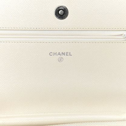 Chanel Caviar Quilted Boy Wallet On Chain WOC White 6 of 14