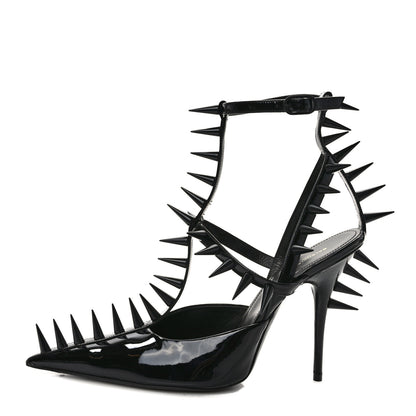 Balenciaga Glossy Calfskin Spiked Pumps 40.5 Black 1 of 9