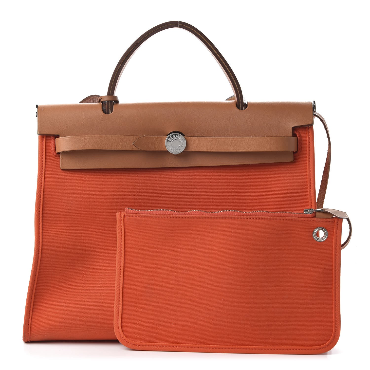 Hermes Vache Hunter Toile Herbag Zip 31 PM Capucine Fauve 1 of 8