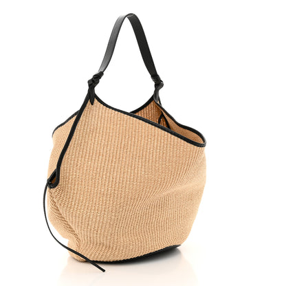 Khaite Raffia Calfskin Medium Lotus Tote Neutral Black 4 of 10