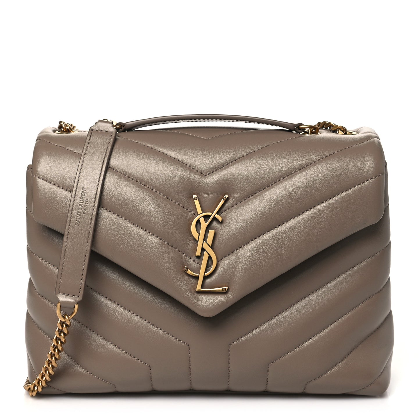 Calfskin Y Quilted Monogram Small Loulou Chain Satchel Taupe