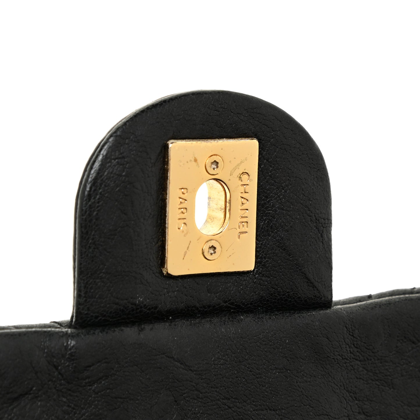 Calfskin Chevron Quilted Small Surpique Flap Black