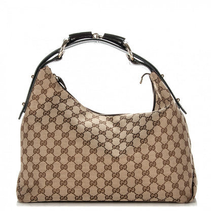 Gucci Monogram Medium Horsebit Chain Hobo Dark Brown 1 of 7