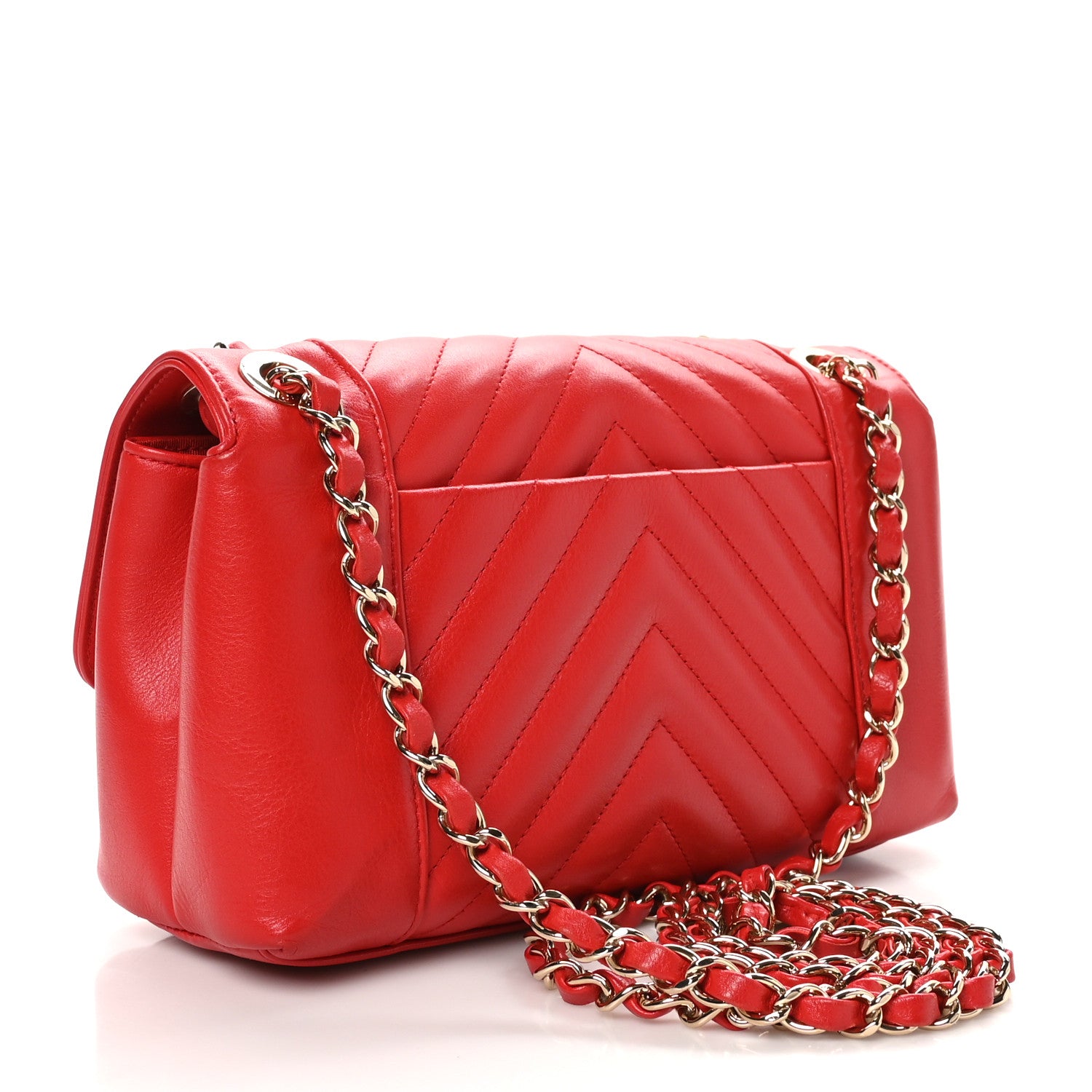 Chanel Calfskin Quilted Medium Daily Chevron Flap Red 3 of 12