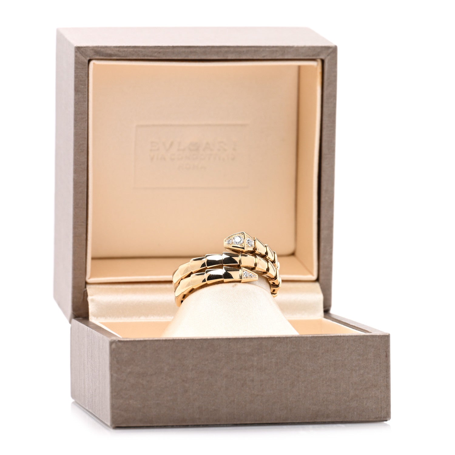 Bulgari 18K Yellow Gold Diamond Serpenti Viper Wrap Ring XL 5 of 5
