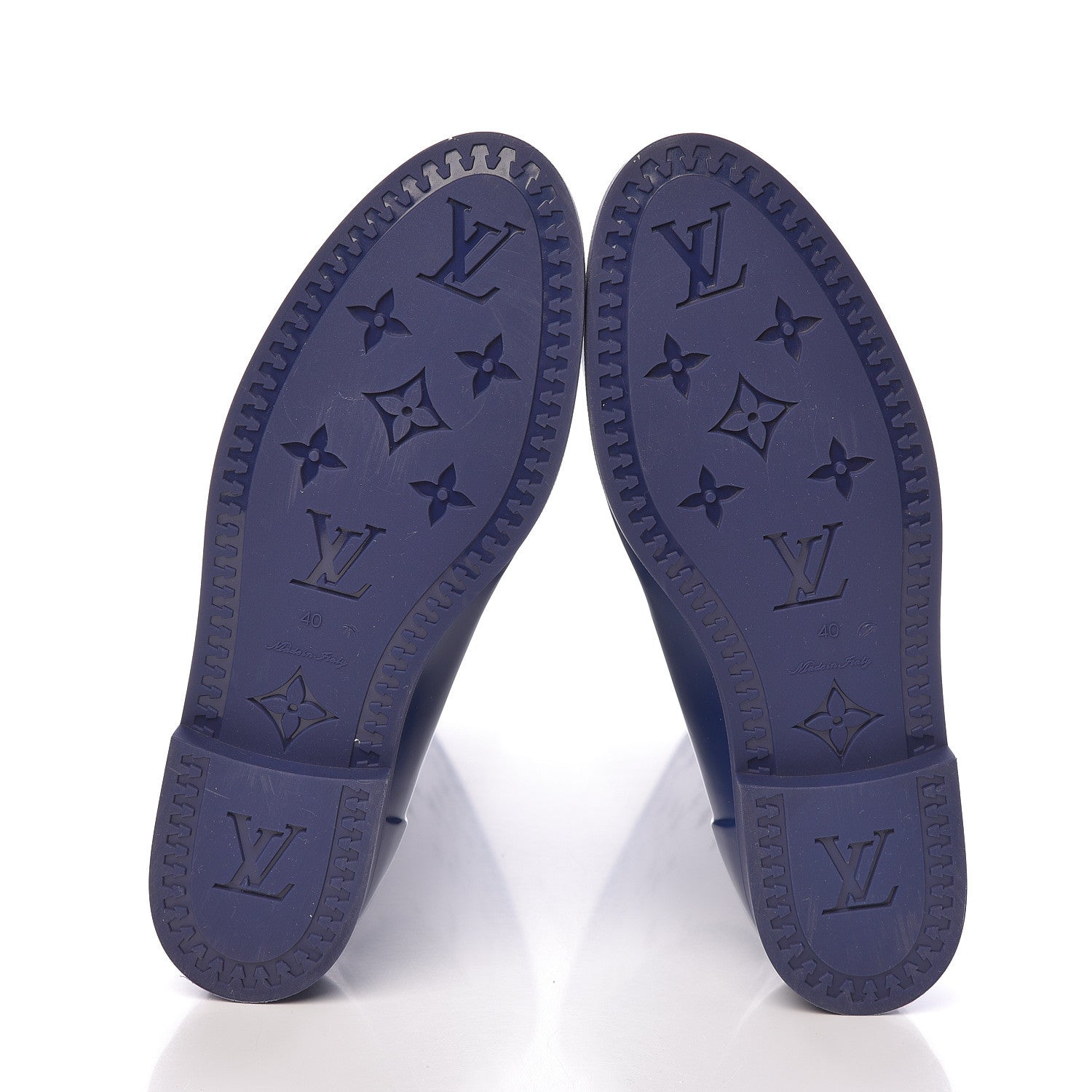 Louis Vuitton Rubber Embossed Monogram Drops High Rain Boots 40 Blue 7 of 8