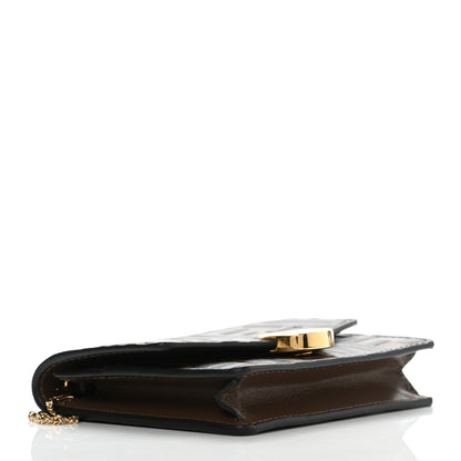 Fendi Vitello Soft F is Fendi Bi-Color FF 1974 Embossed Geometric Flap Wallet on Chain Maya Black 4 of 11