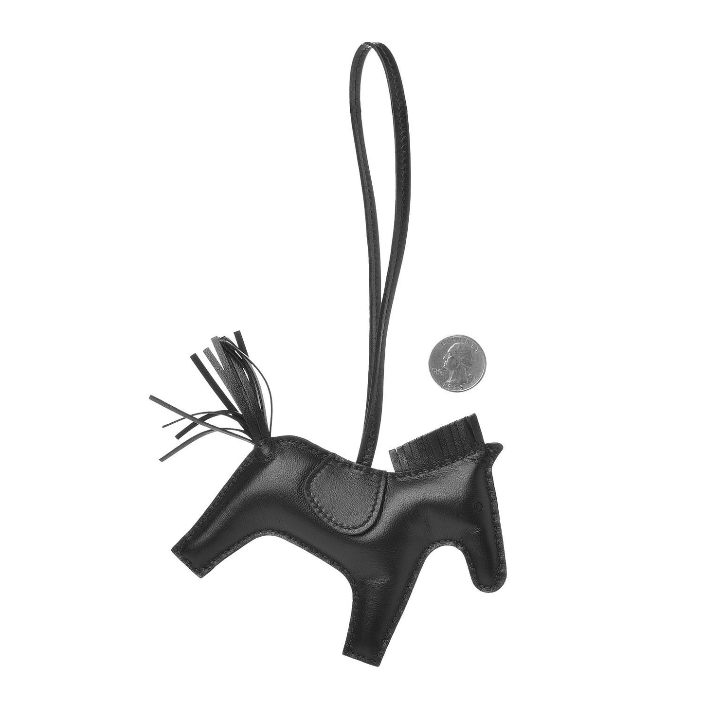 Milo Lambskin Grigri Rodeo Horse Bag Charm MM So Black
