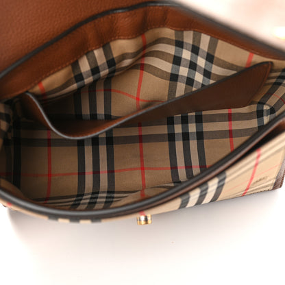 Burberry Calfskin Vintage Check Note Crossbody Bag Tan 5 of 13