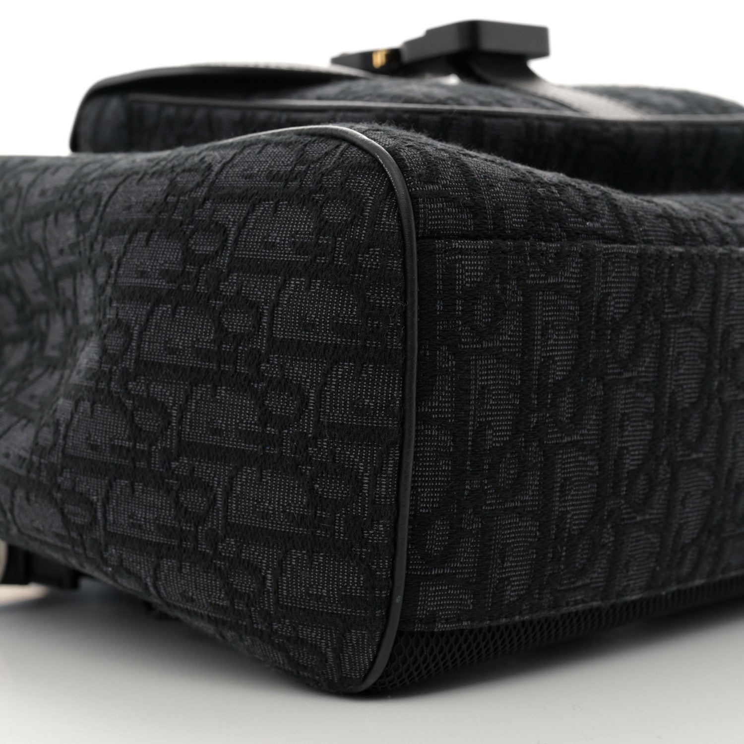 Christian Dior Oblique Jacquard Grained Calfskin Saddle Backpack With Flap Black 8 of 11