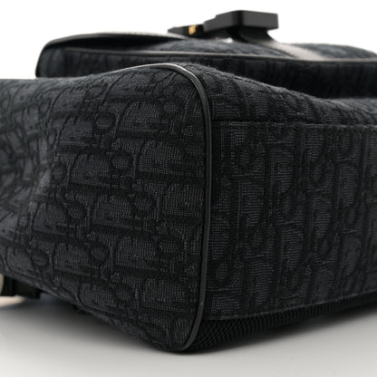Christian Dior Oblique Jacquard Grained Calfskin Saddle Backpack With Flap Black 8 of 11