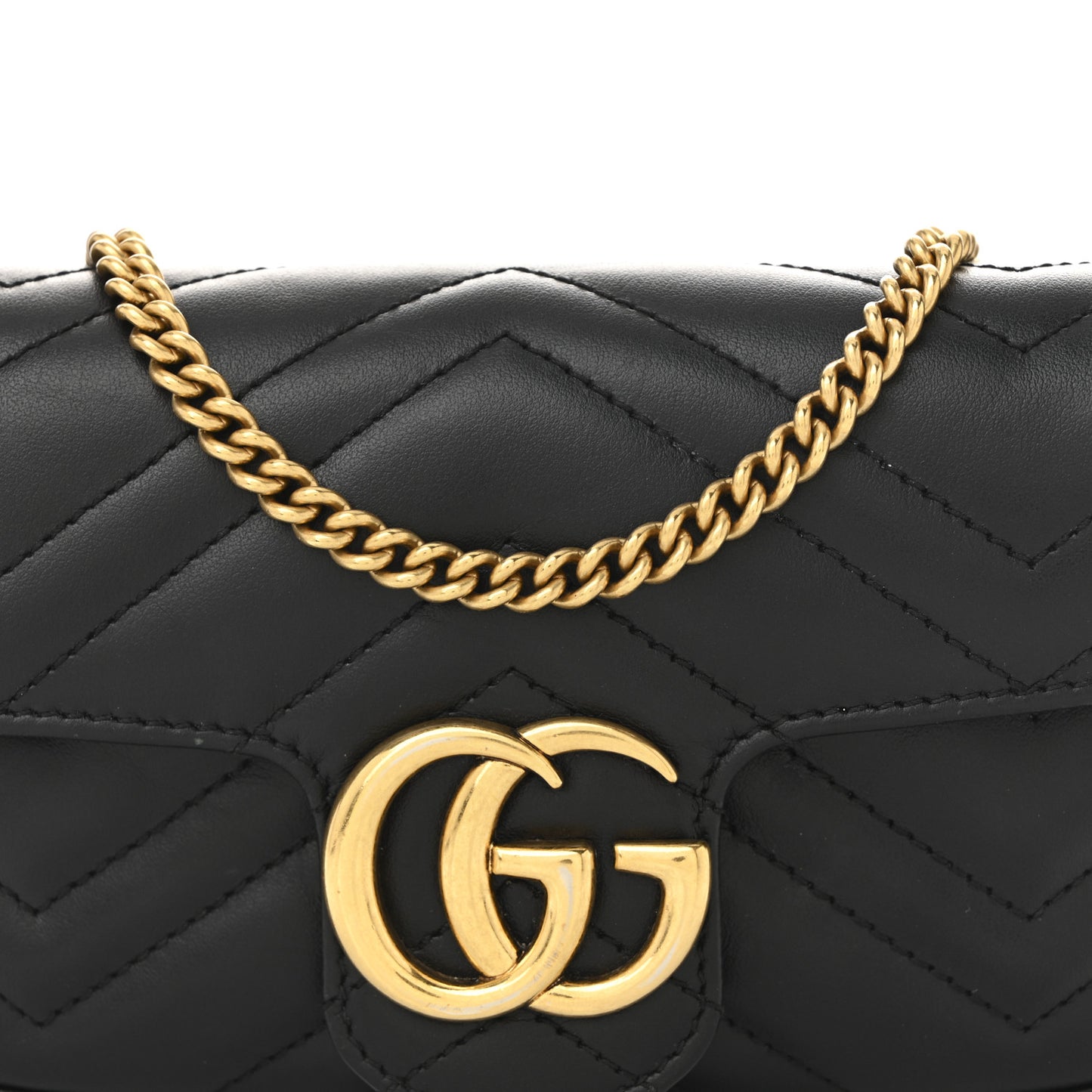 Calfskin Matelasse Super Mini GG Marmont Shoulder Bag Black