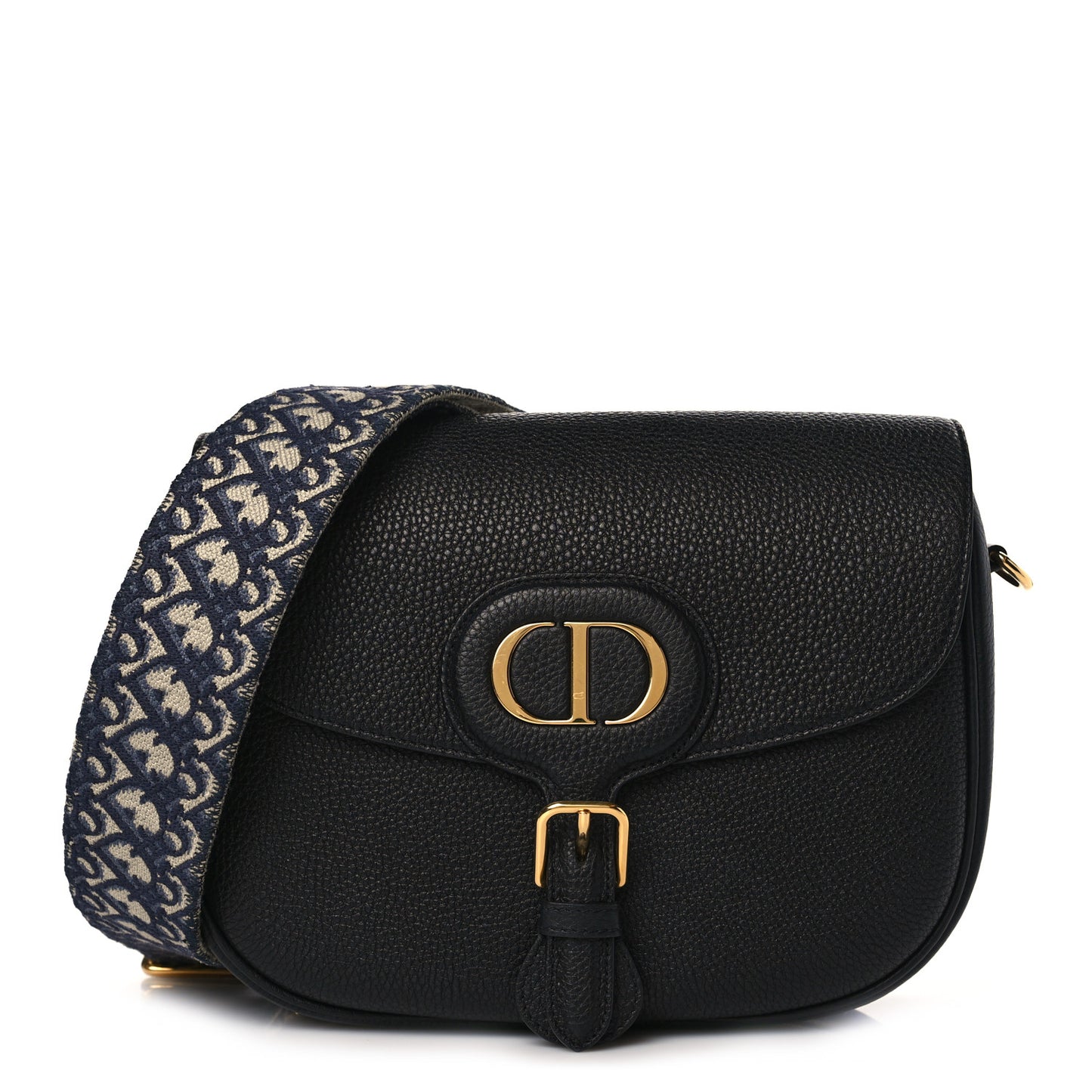 Grained Calfskin Large Bobby Flap Black