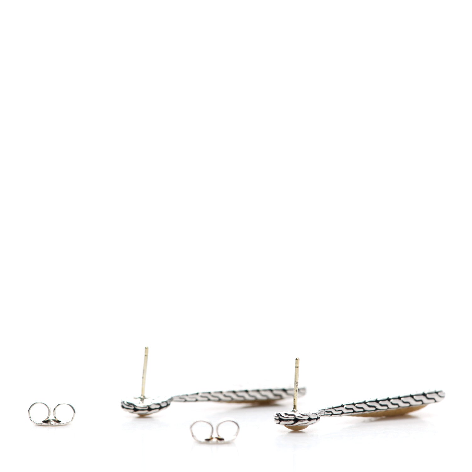 John Hardy Sterling Silver 22K Yellow Gold Classic Chain Drop Earrings 3 of 4