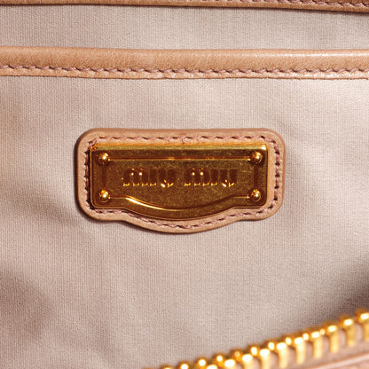 Miu Miu Vitello Shine Double Zip Tote Cammeo 6 of 8